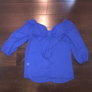 Blue 3/4 Sleeve Shirt with Large Bow